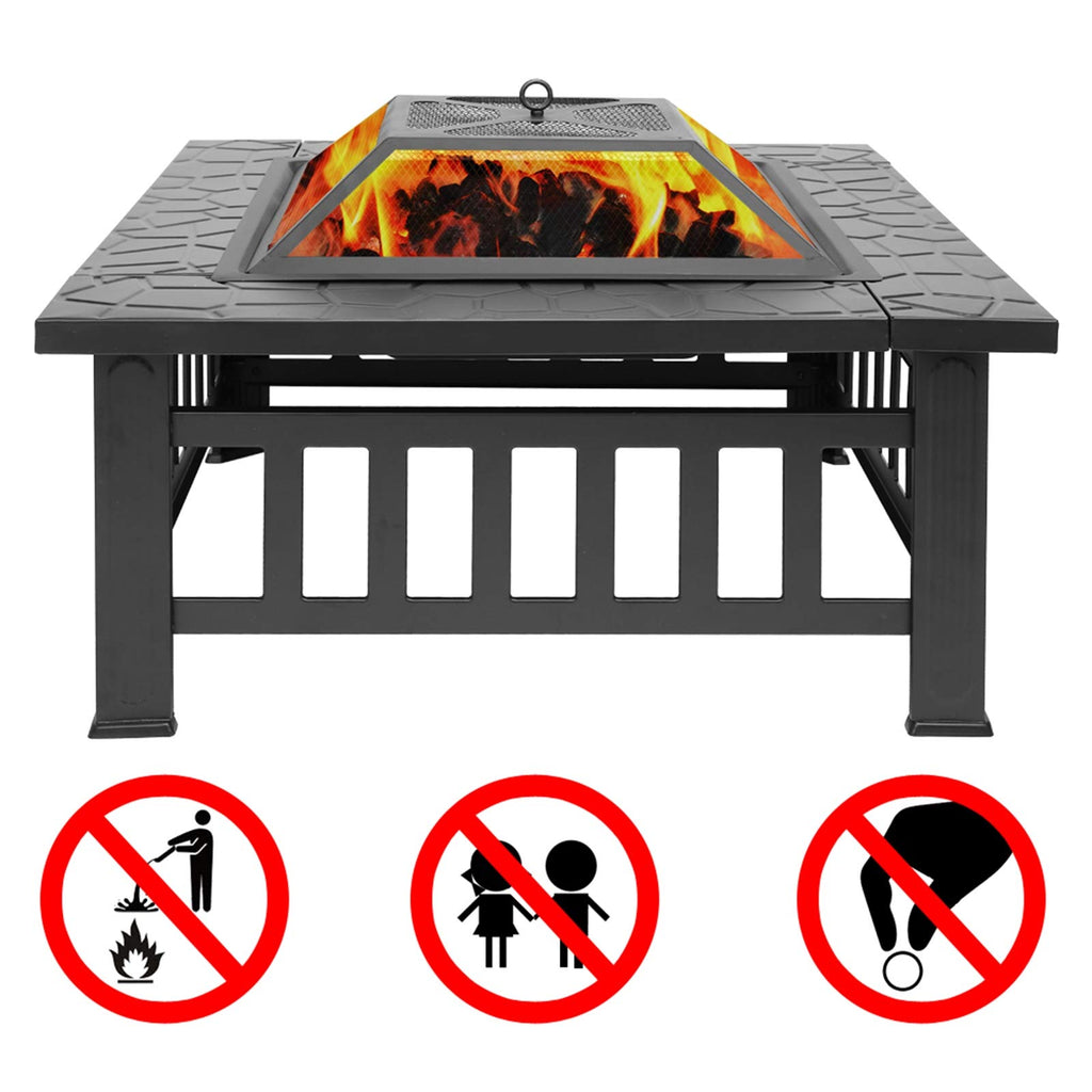 32 Inch Black Metal Wood Burning Fire Pit R71039