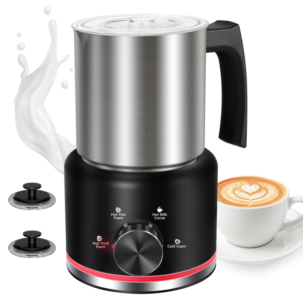 Black Electric Milk Frother and Steamer C87868
