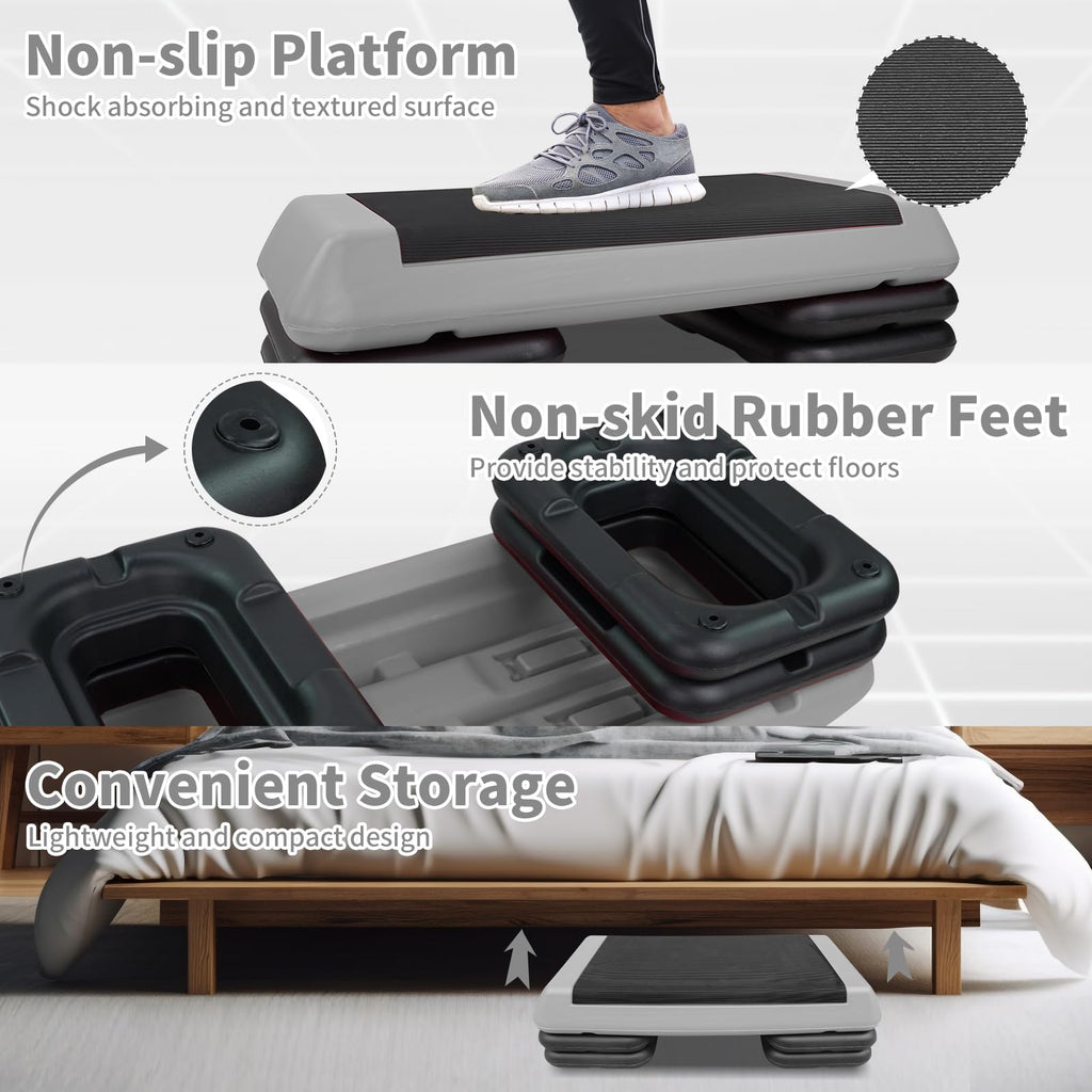 Adjustable Aerobic Stepper with 4 Risers R719725