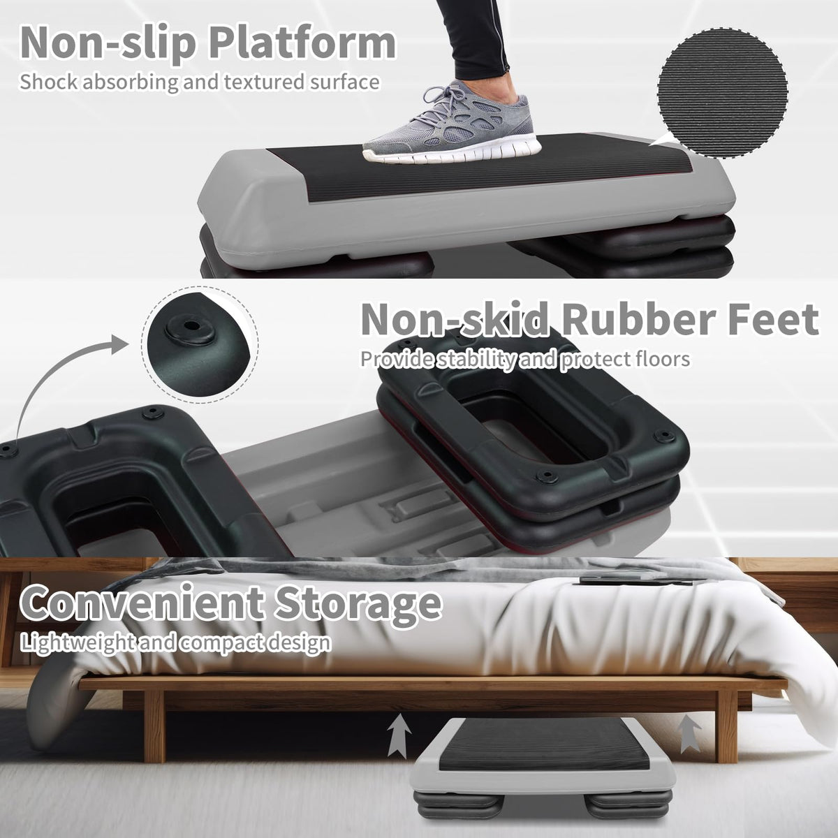 Adjustable Aerobic Stepper with 4 Risers R719725