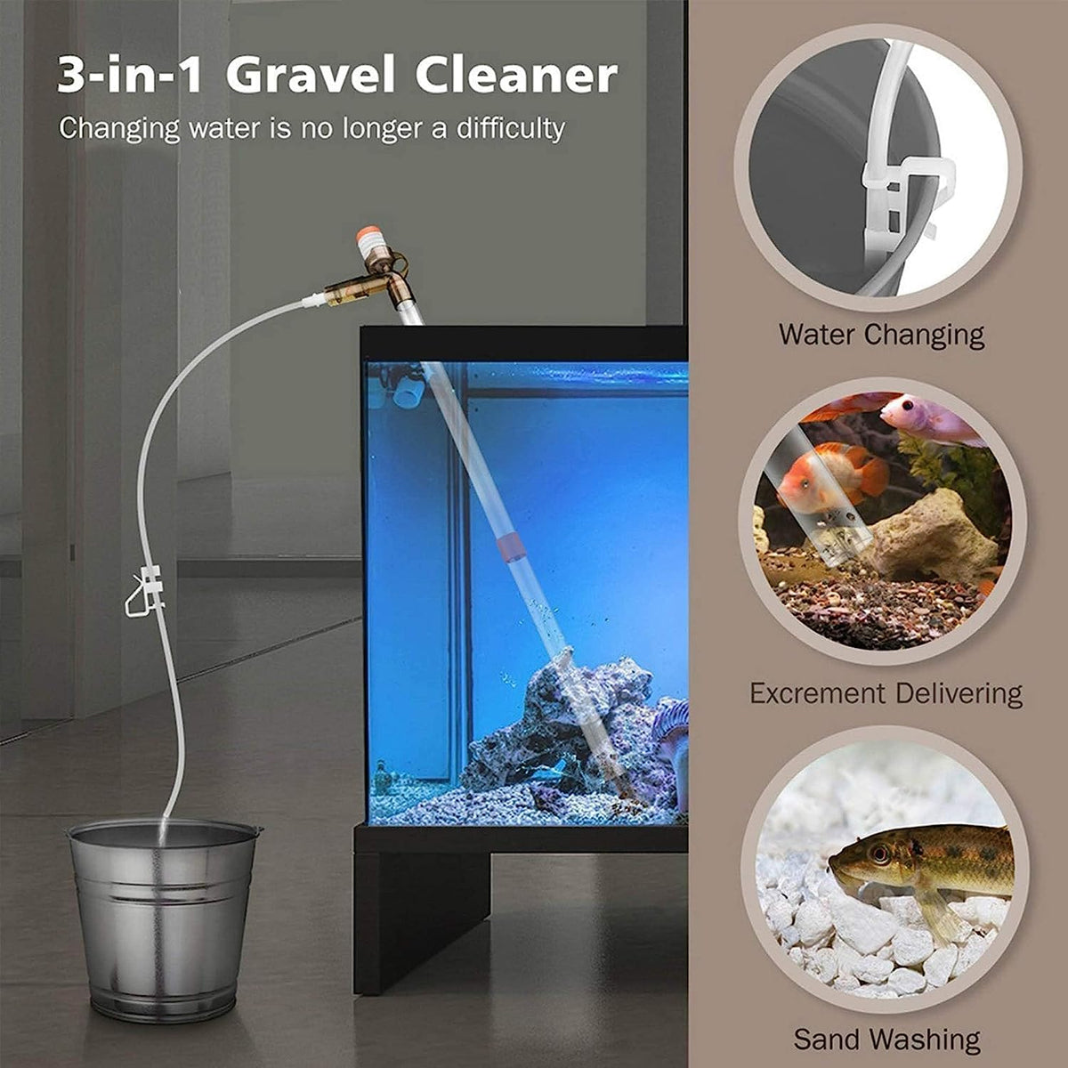Aquarium Gravel Cleaner Fish Tank Kit Long Nozzle Water Changer BPA Free D202