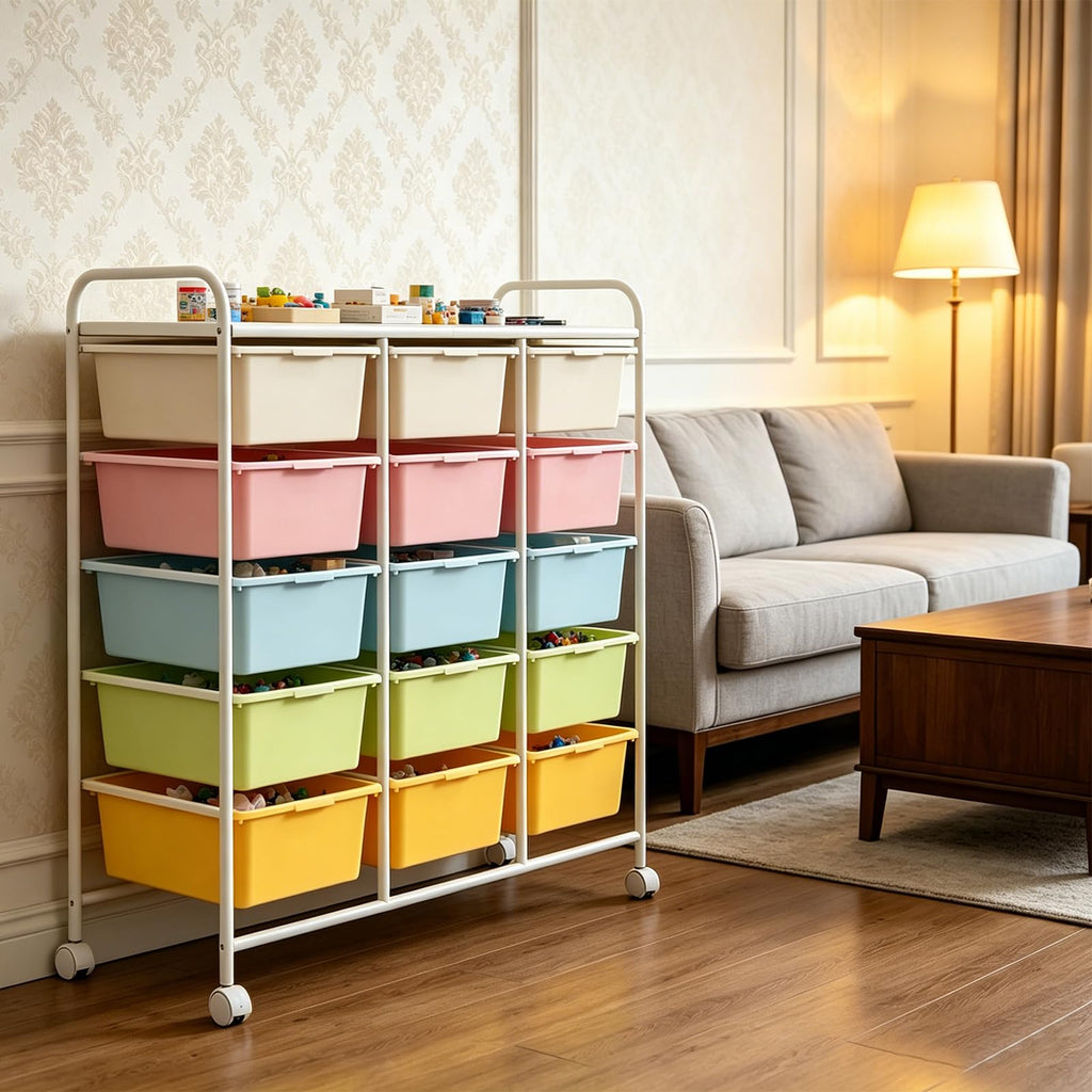 15 Drawer Rolling Storage Cart with Wheels K4533