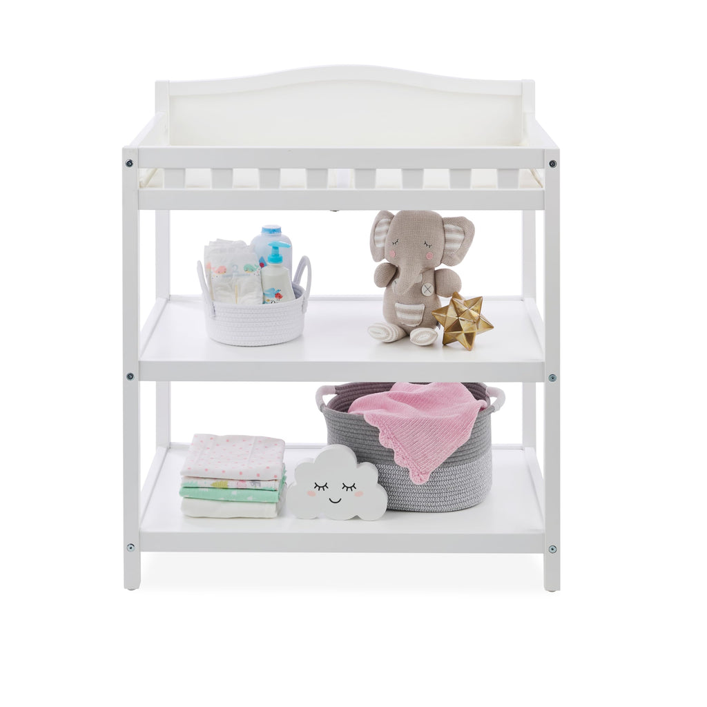 White Baby Changing Table with Pad & Storage Shelves S35611