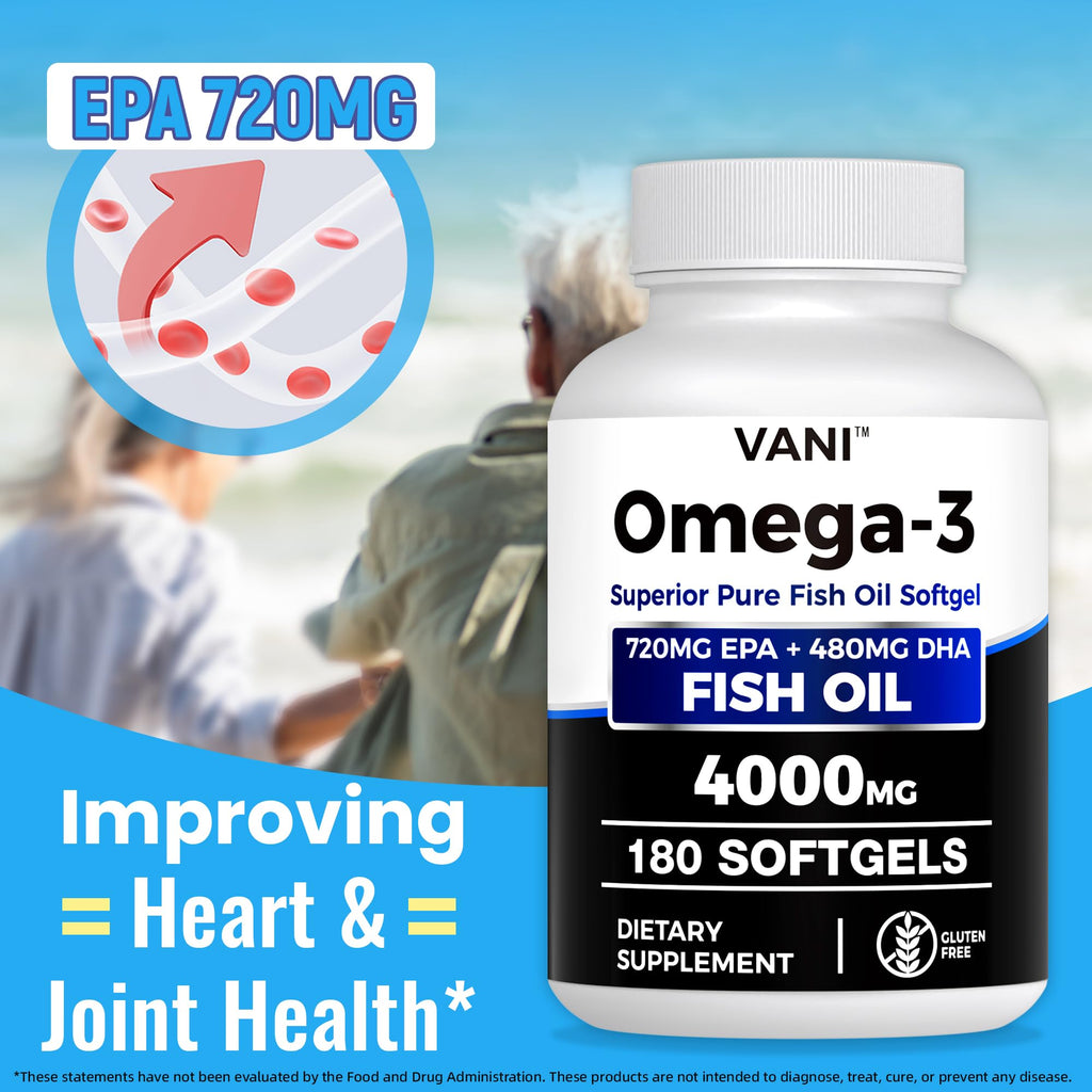 Omega 3 Fish Oil 4000mg 180 Softgels EPA & DHA Y963471