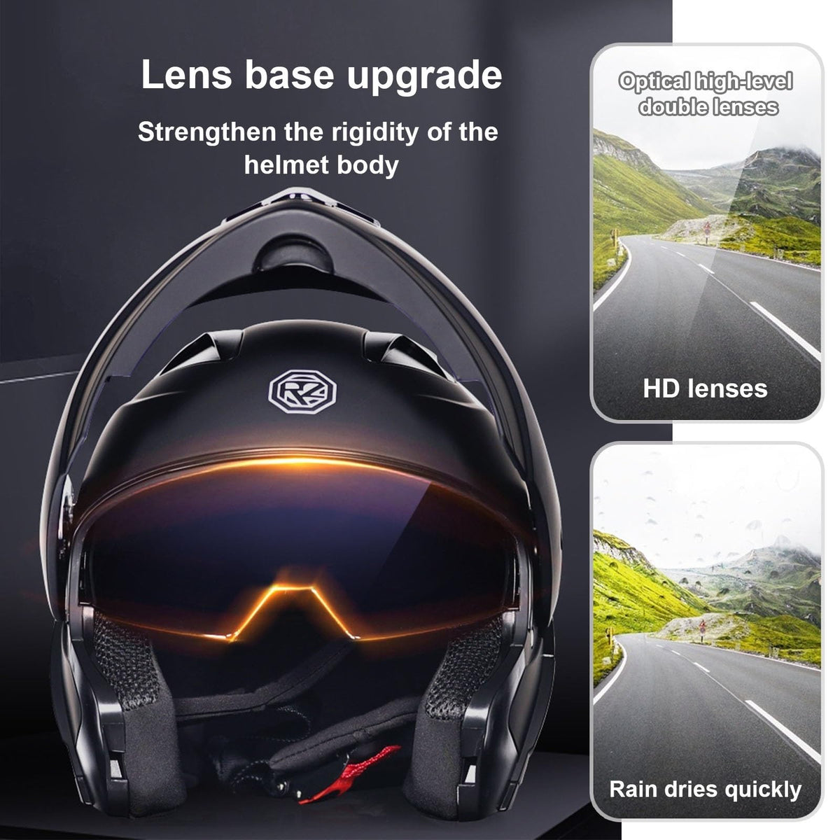 DOT Approved Full Face Flip up Anti-Fog Double Visor Motorcycle Helmet E55351