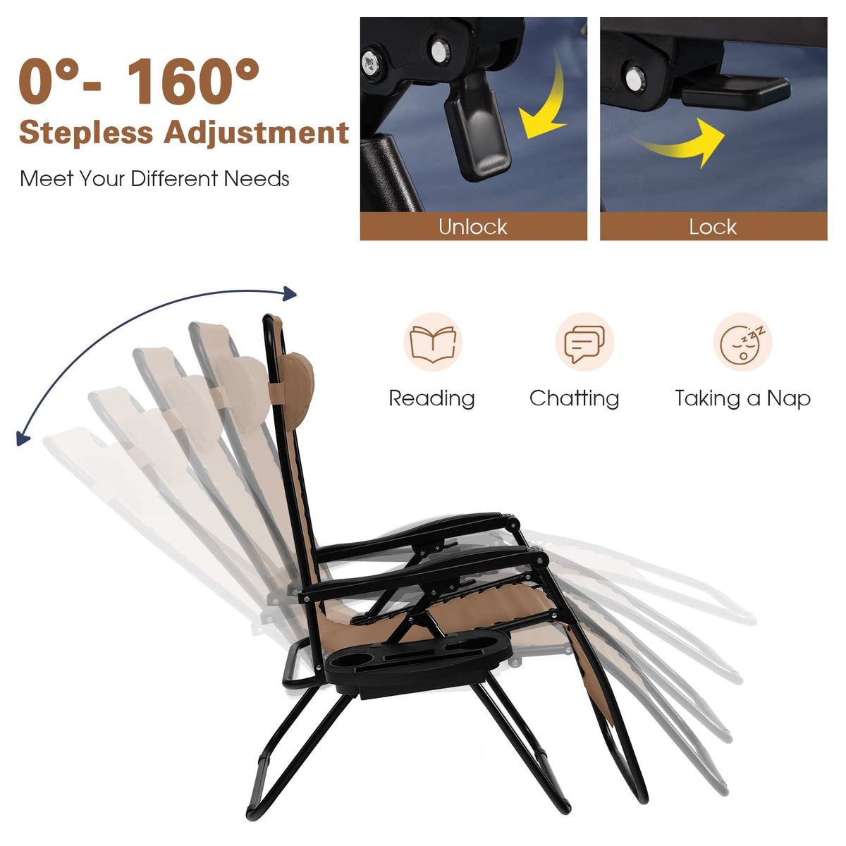 Folding Zero Gravity Reclining Textilene Lounge Chairs Y334