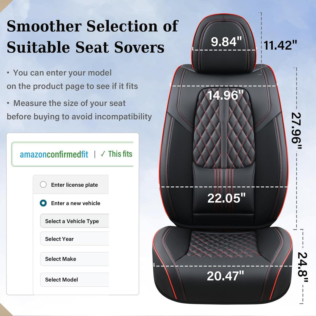 Black Nappa Leather Car Seat Covers Full Set S1715