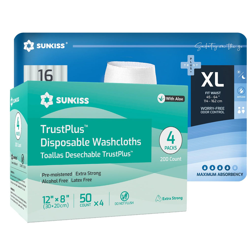 Incontinence Disposable Underwear XLarge 16 Count & Wet Wipes 200 Count A476313