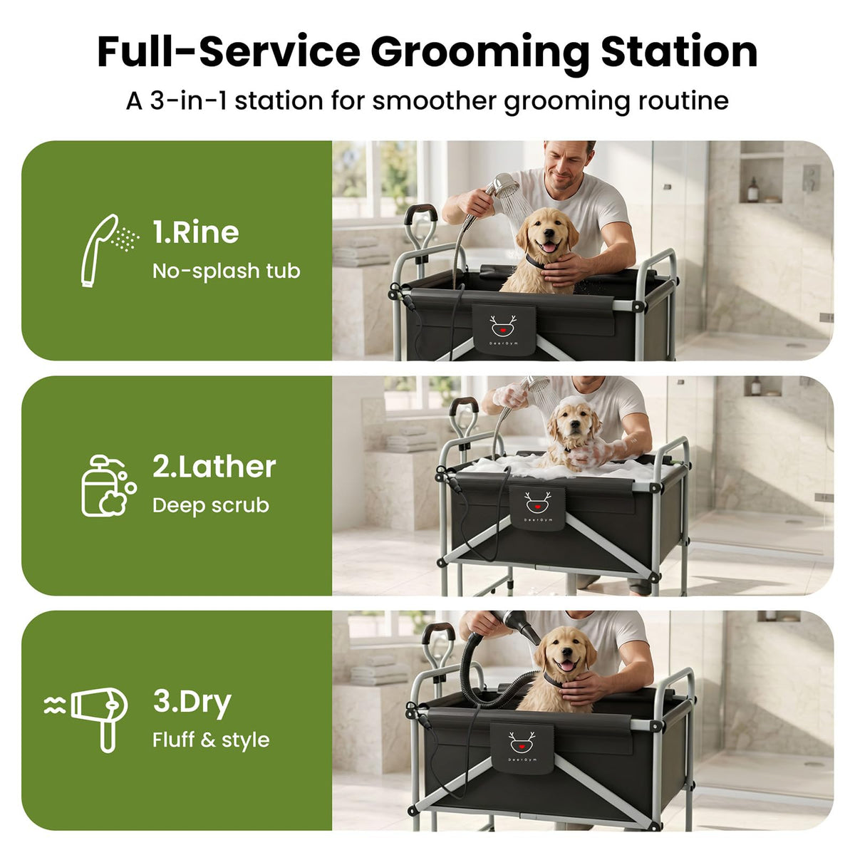 Foldable Dog Bath Cart with Brake R9678