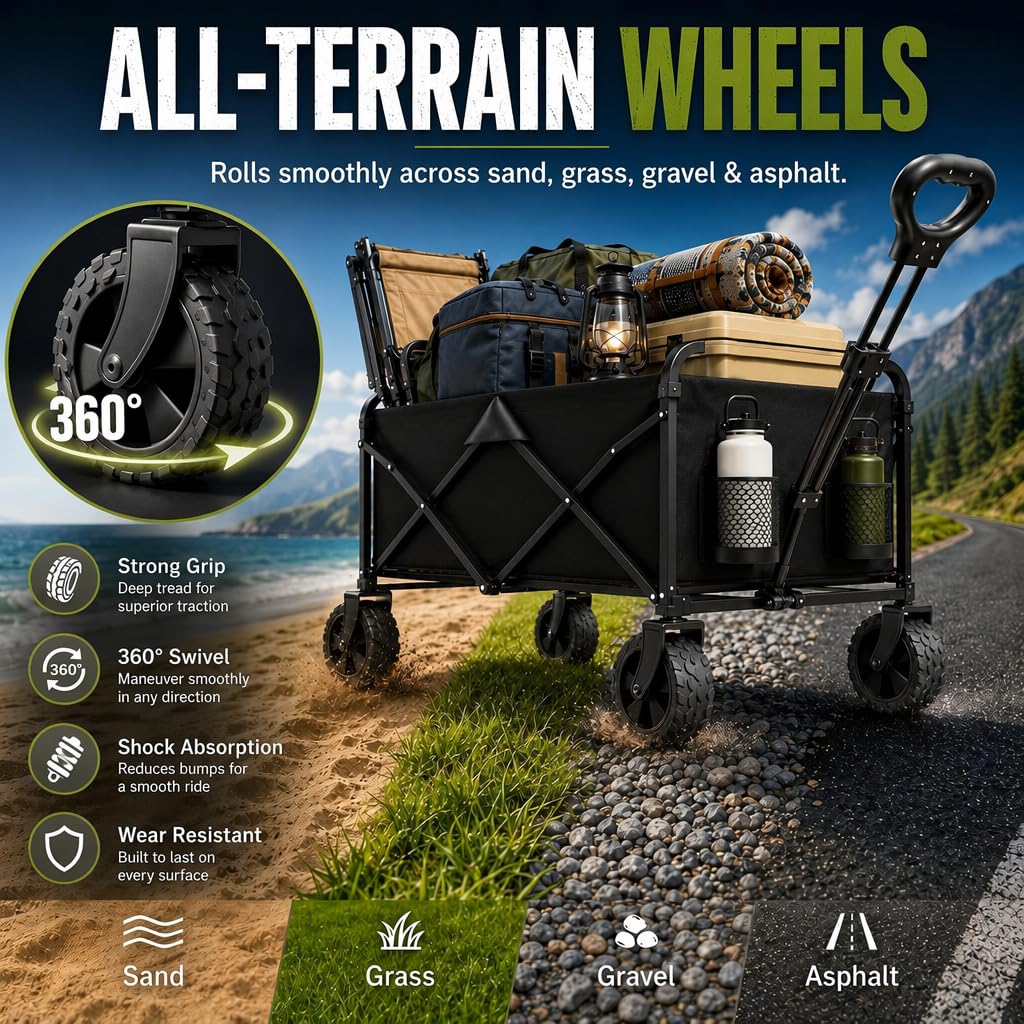 Foldable Wagon Cart with All Terrain Wheels G46698