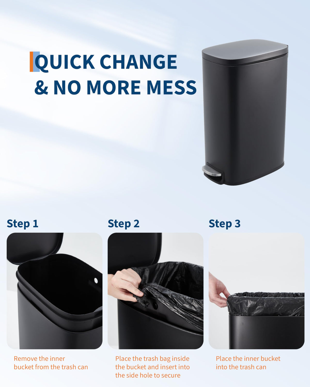 13.2 gal Slim Step Trash Can R645
