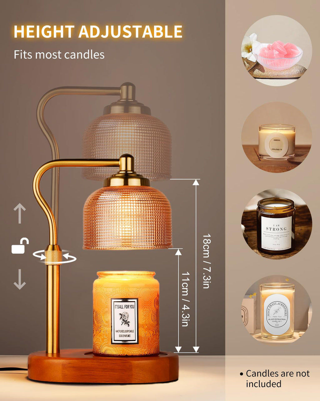 Electric Candle Warmer Lamp with Timer Dimmable Height Adjustable Q5257