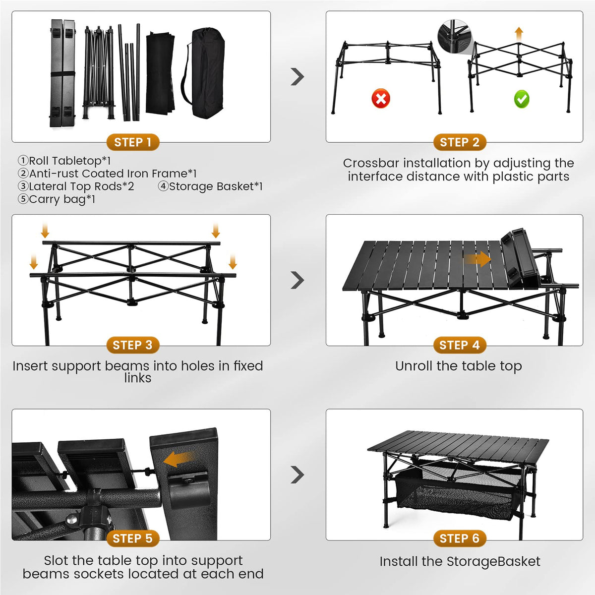 Lightweight Aluminum Folding Camping Table with Carrying Bag Q548