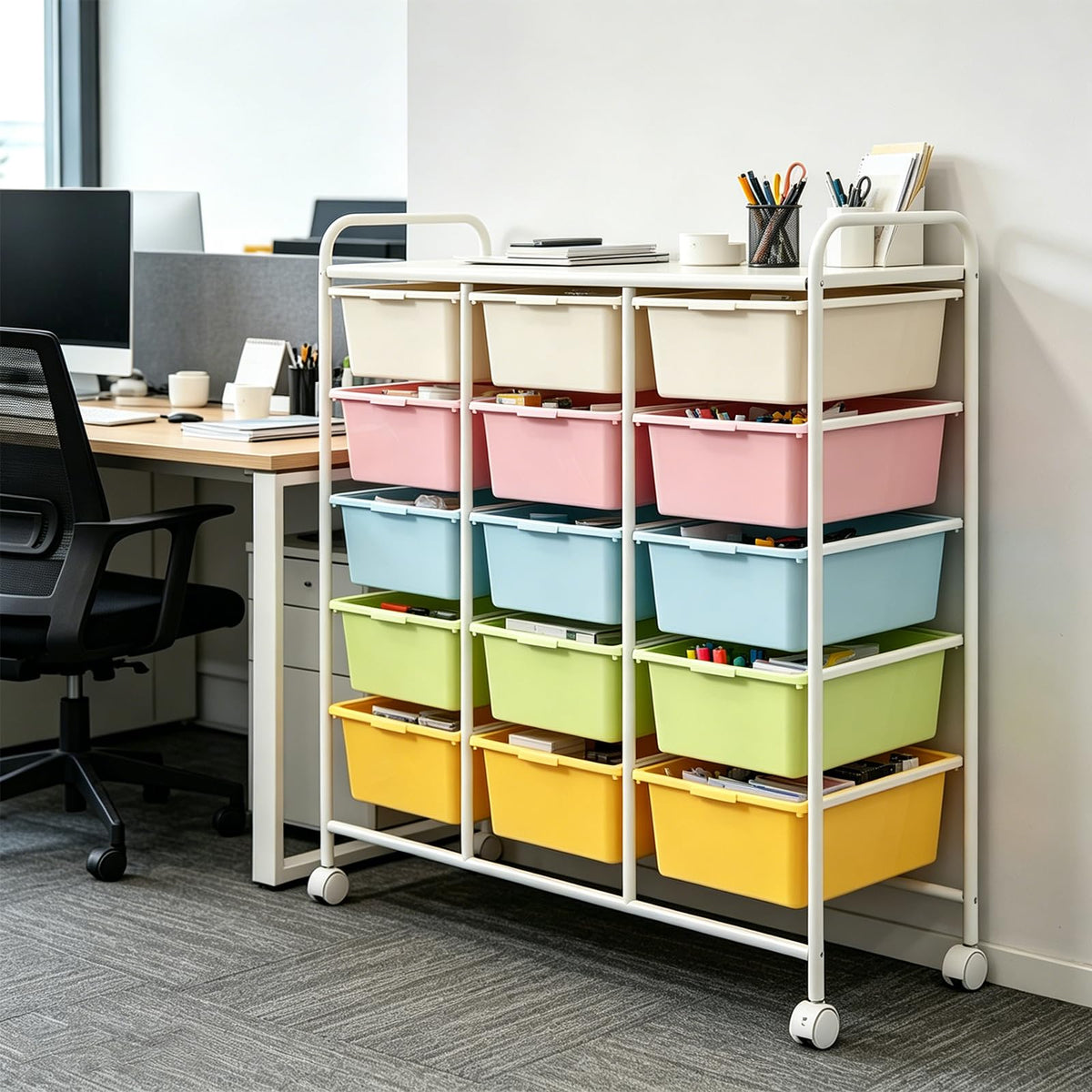 15 Drawer Rolling Storage Cart with Wheels K4533