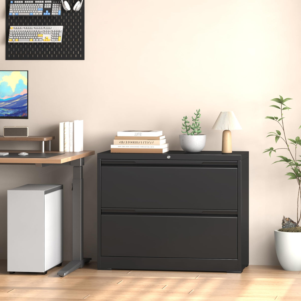 Metal File Cabinet with Lock, 2 Drawer R841