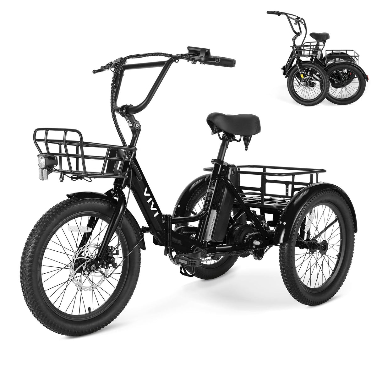 20'' Folding Electric Trike 750W 3-Wheel Bike with Removable Battery C20028