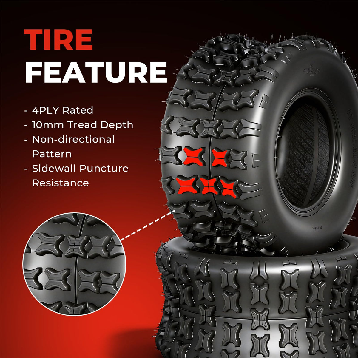 Set of 2 18x9.5-8 Tubeless All-Terrain Tires P889916