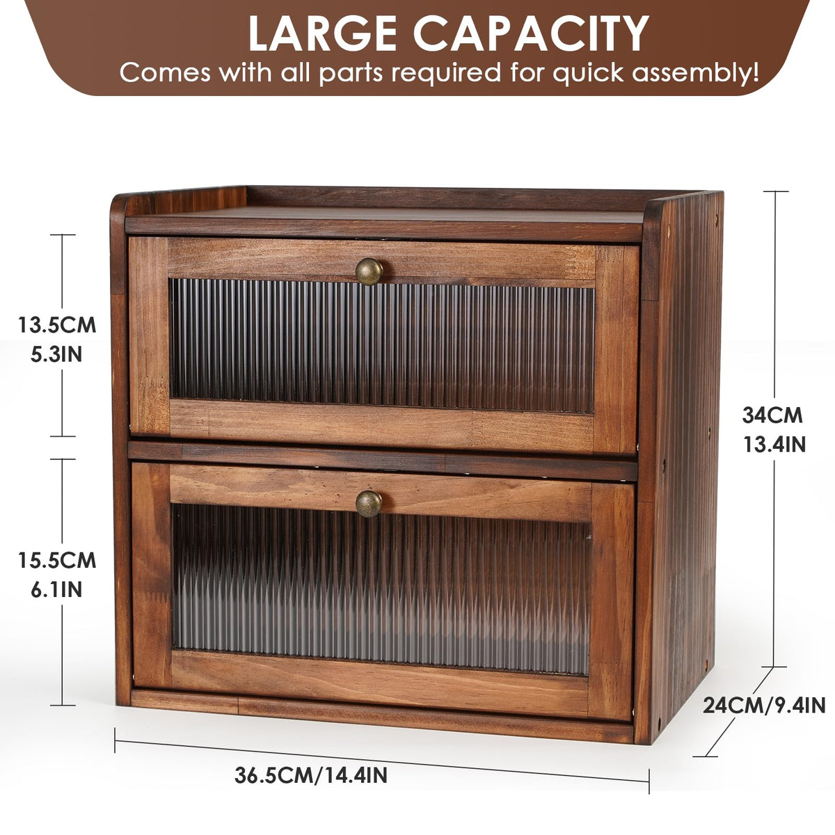 Brown 2 Layer Wooden Bread Box L142