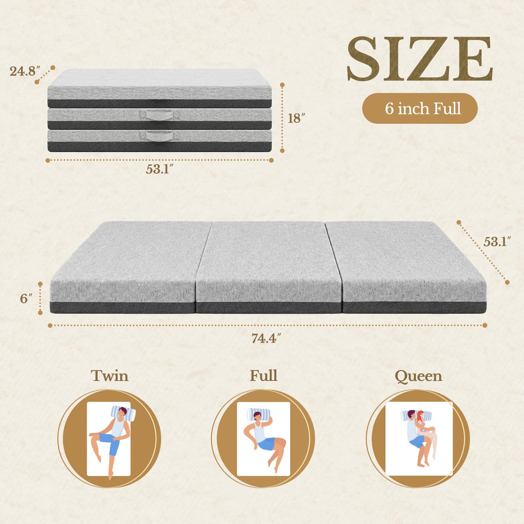 6 Inch Tri-Fold Memory Foam Mattress N87579