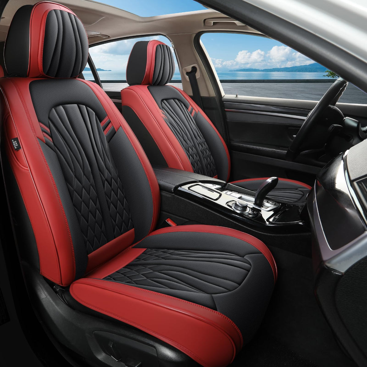 Wine Red Leather Car Seat Covers Full Set Y704