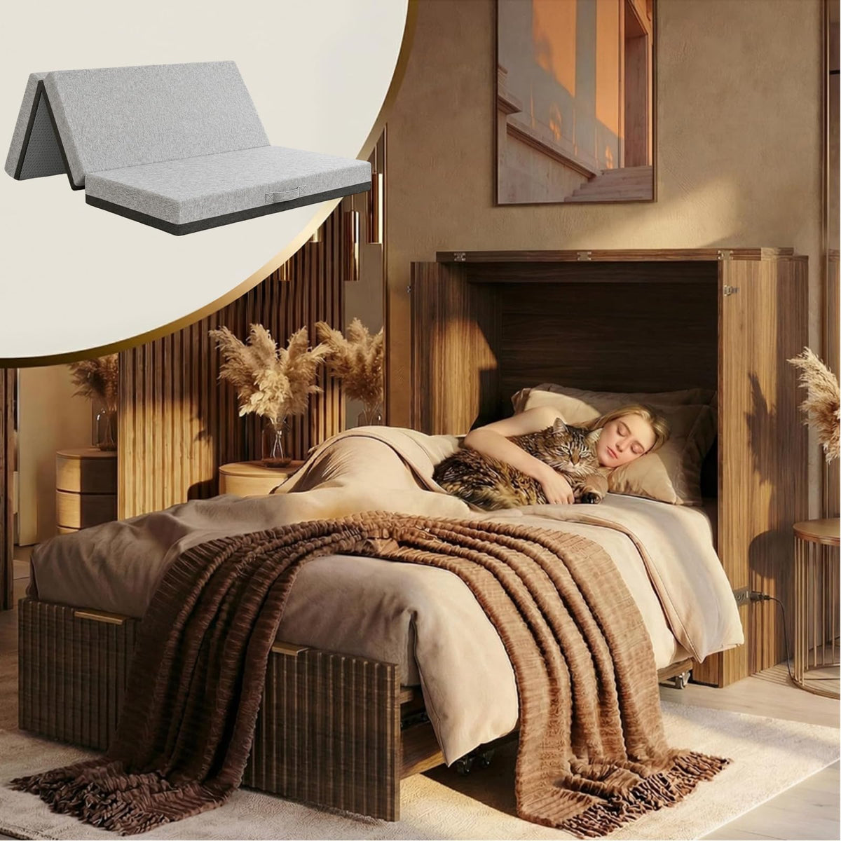6 Inch Tri-Fold Memory Foam Mattress N87579