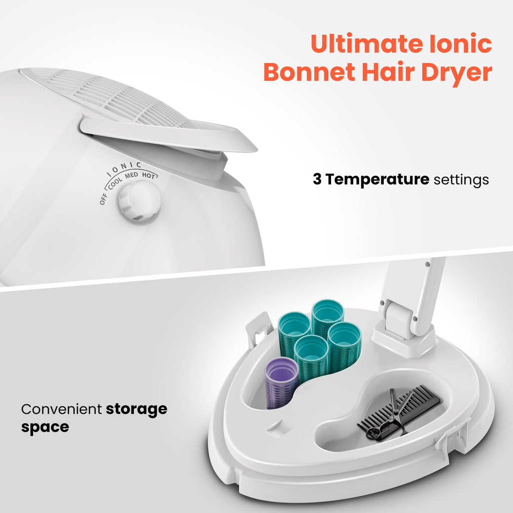 Portable Height Adjustable Hooded Hair Dryer White G570123