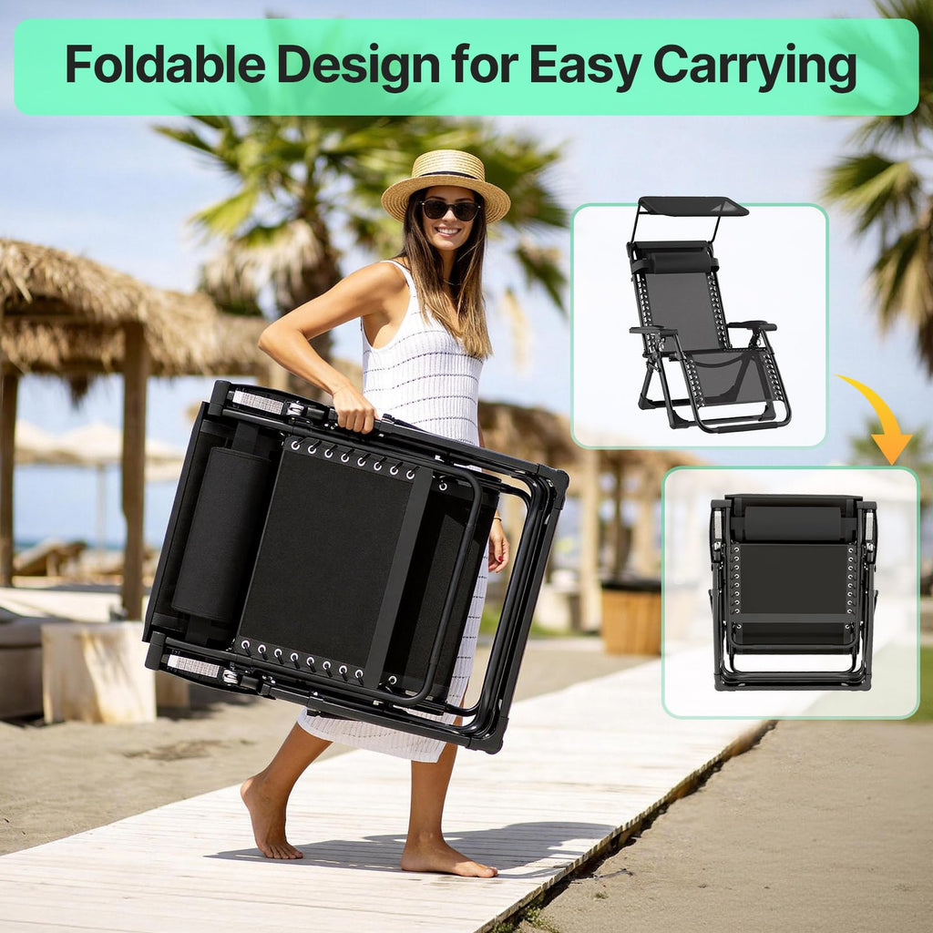Zero Gravity Reclining Camping Chair with Canopy W7766