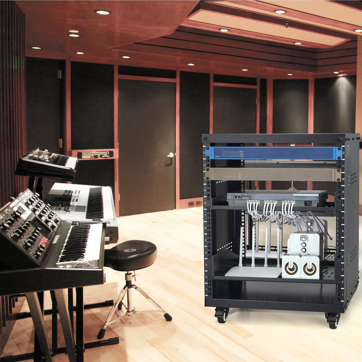 12U AV Rack Stand with Caster Wheels B86321