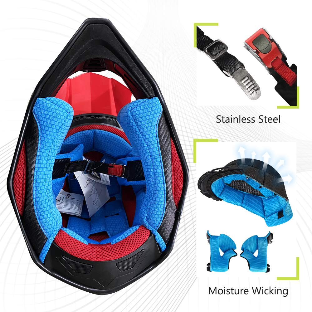 Adult Dirt Bike Helmets ATV Motocross Helmet with Camera Mount DOT Red Black M W86384