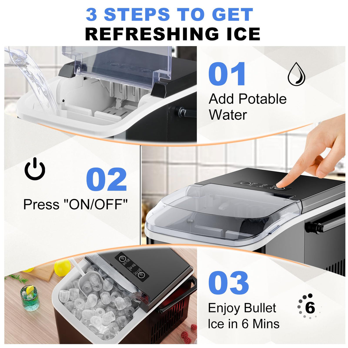 Portable Countertop Ice Maker Machine with Handle K33560