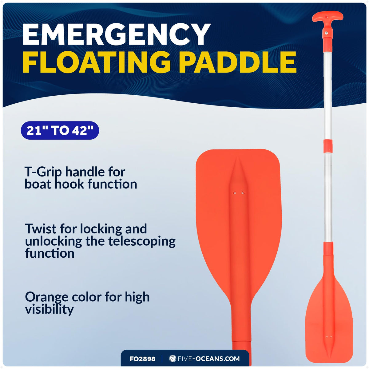 Telescoping Floating Orange Boat Paddle F516