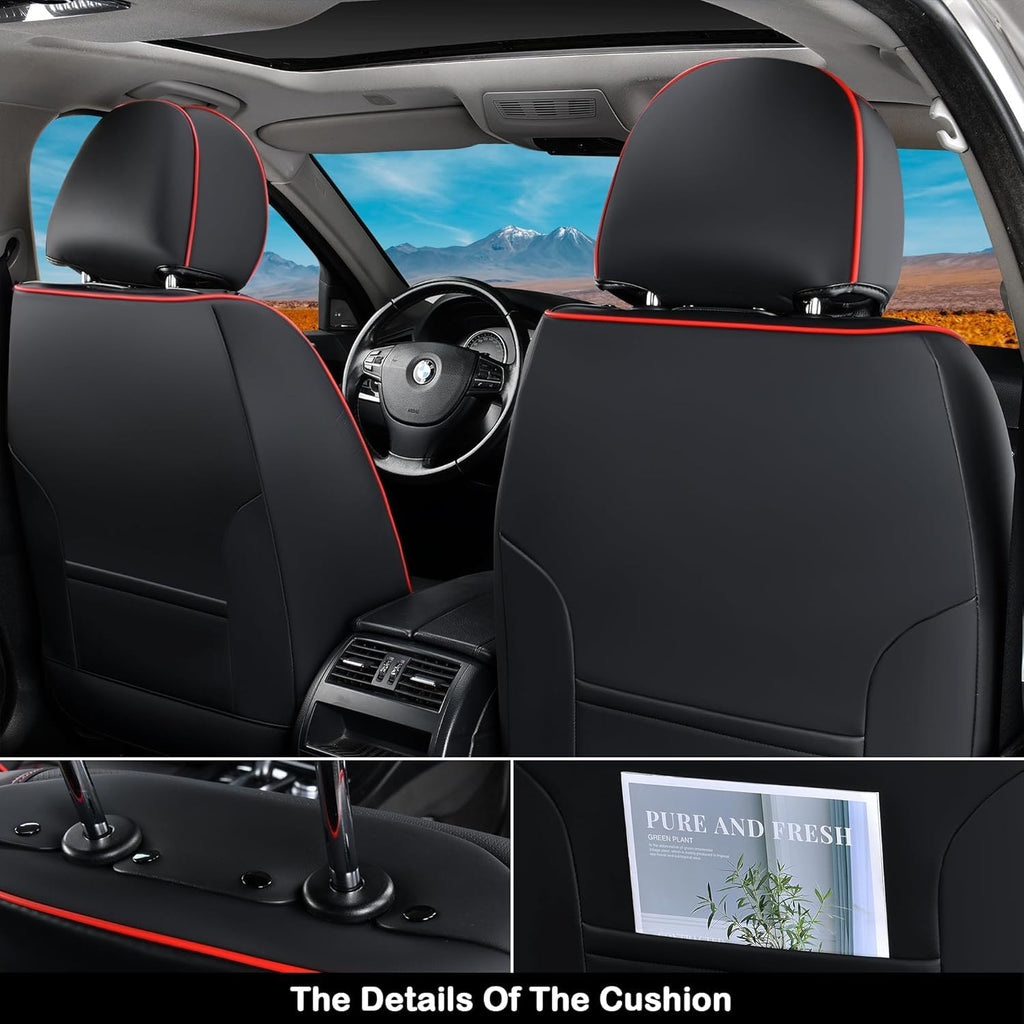 Black Nappa Leather Car Seat Covers Full Set S1715