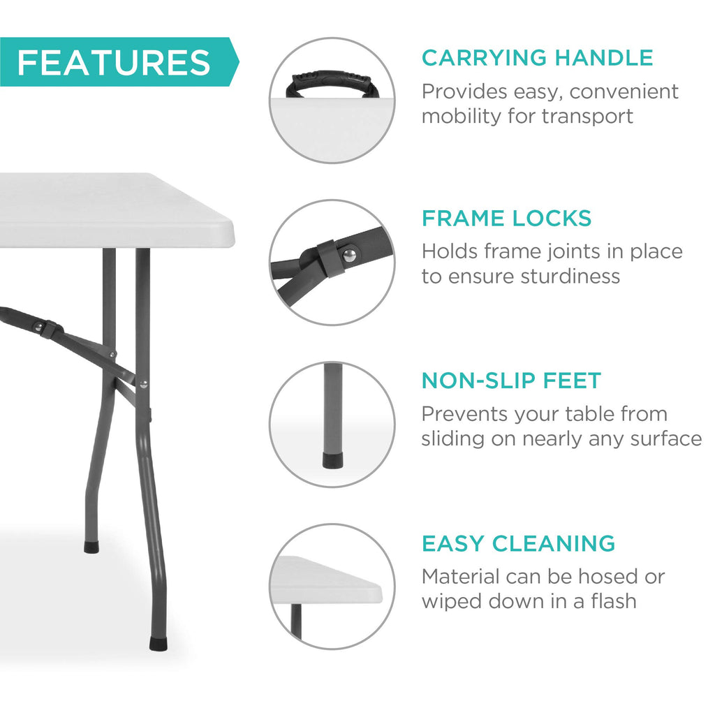 6ft White Plastic Folding Table B871
