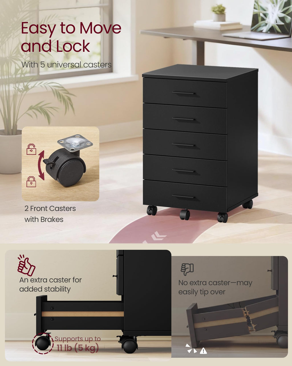 Mobile Pedestal Filing Cabinet with Wheels R364