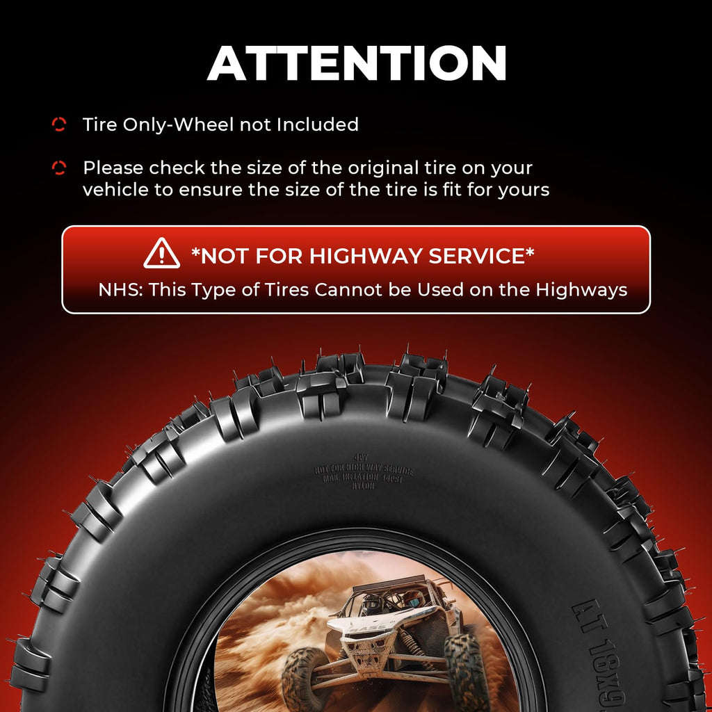 Set of 2 18x9.5-8 Tubeless All-Terrain Tires P889916