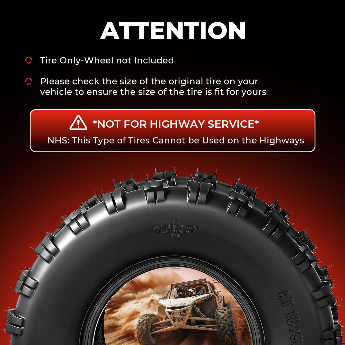 Set of 2 18x9.5-8 Tubeless All-Terrain Tires P889916