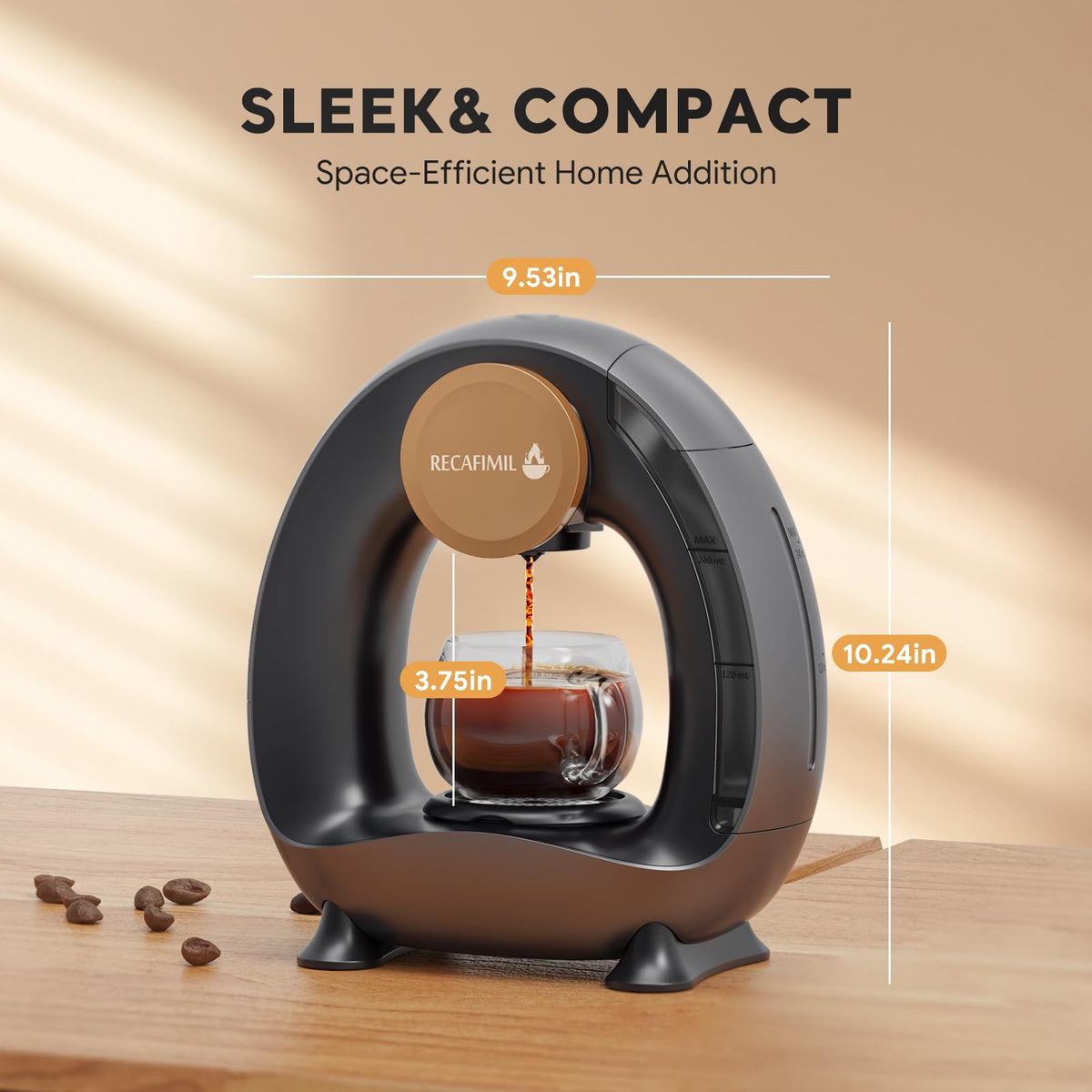 Single Serve Coffee Maker for K Cup Pod and Coffee Grounds, 2 in 1, 4-8 Oz, Black I1652
