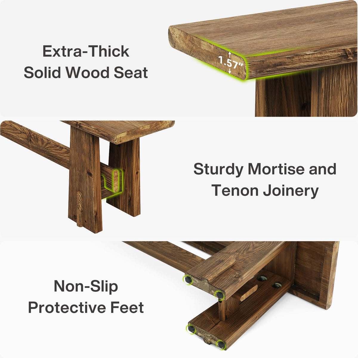 59" Solid Wood Bench S745