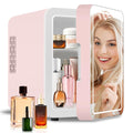 4-Liter Pink Portable Mini Fridge with Mirrored Door X3929