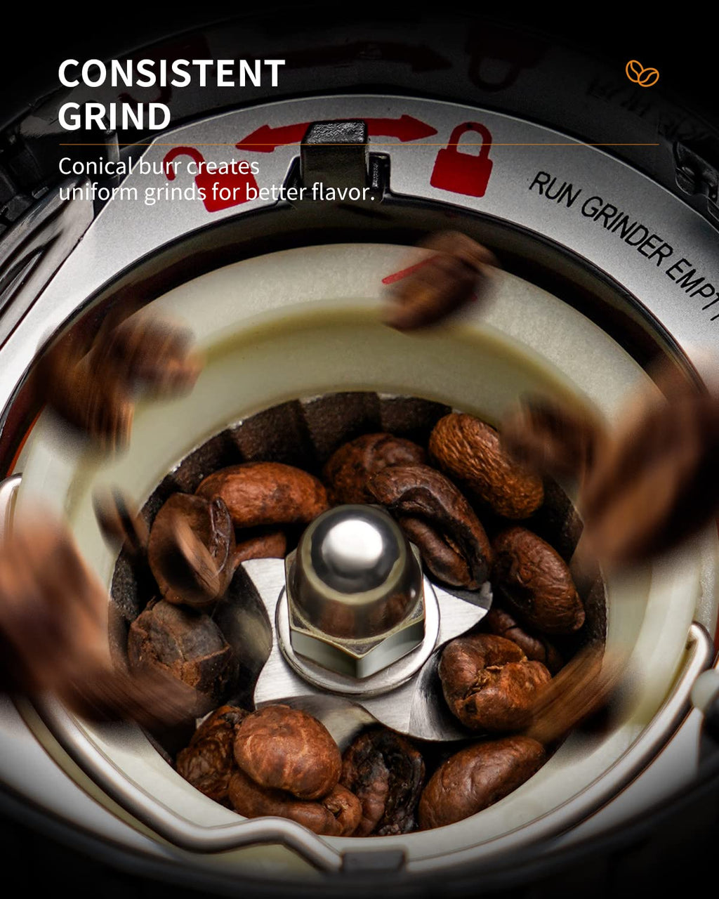 Conical Burr Coffee Bean Grinder, 48 Settings, Silver O99126