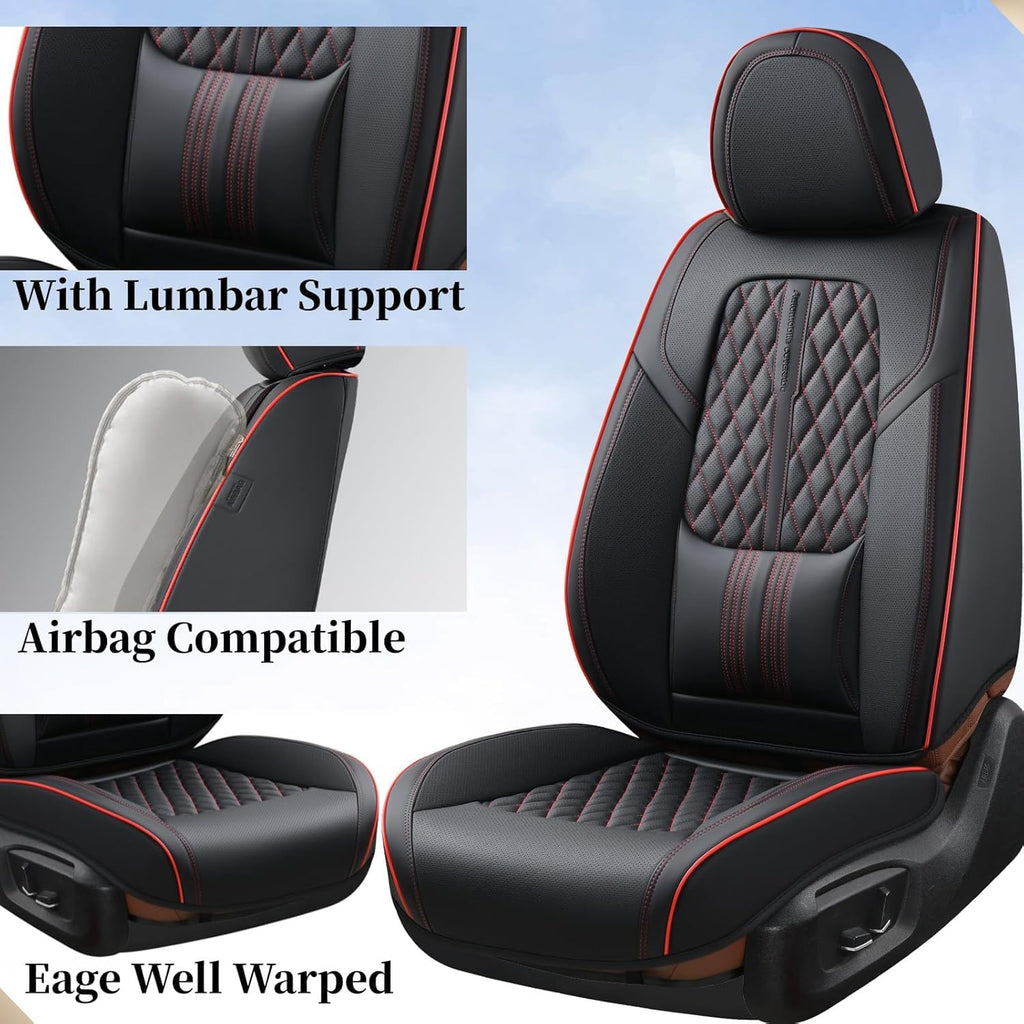 Black Nappa Leather Car Seat Covers Full Set S1715