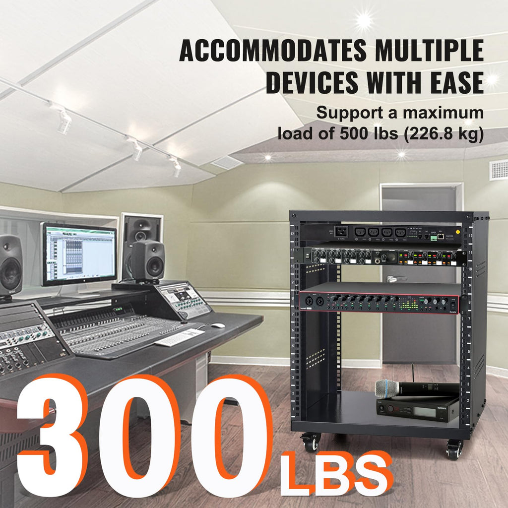 12U AV Rack Stand with Caster Wheels B86321