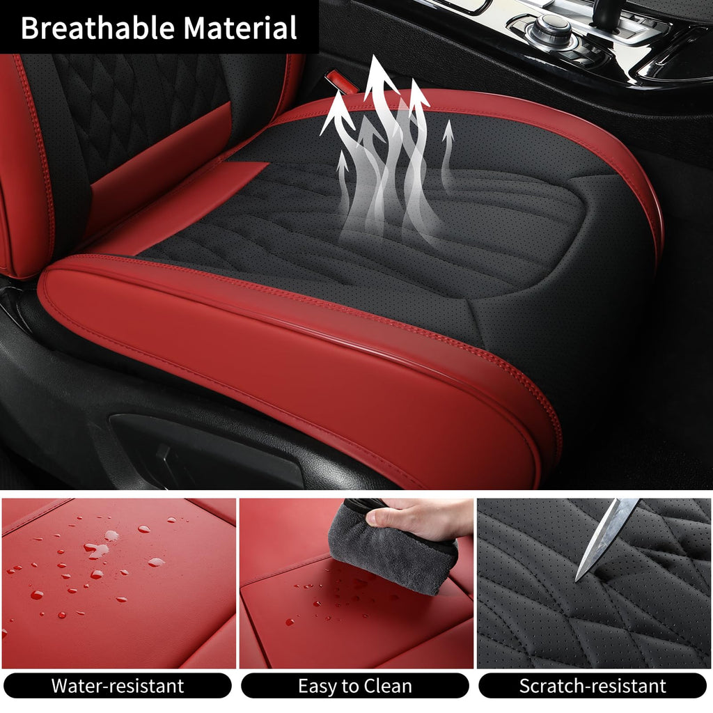 Wine Red Leather Car Seat Covers Full Set Y704