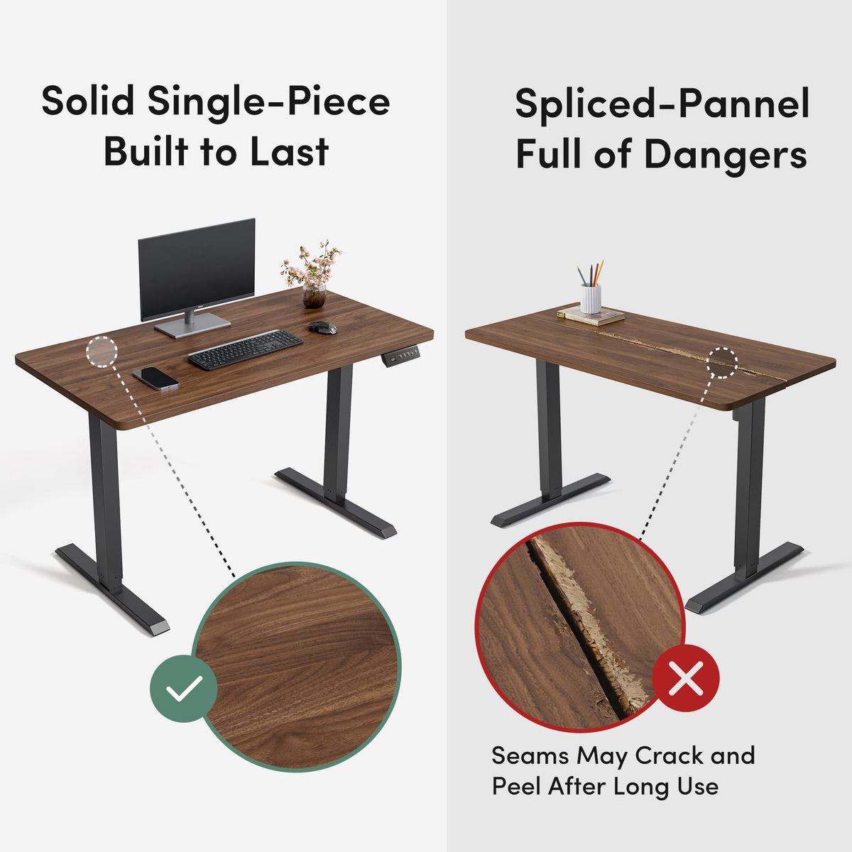 48 x 24 Black Walnut Adjustable Standing Desk O1047