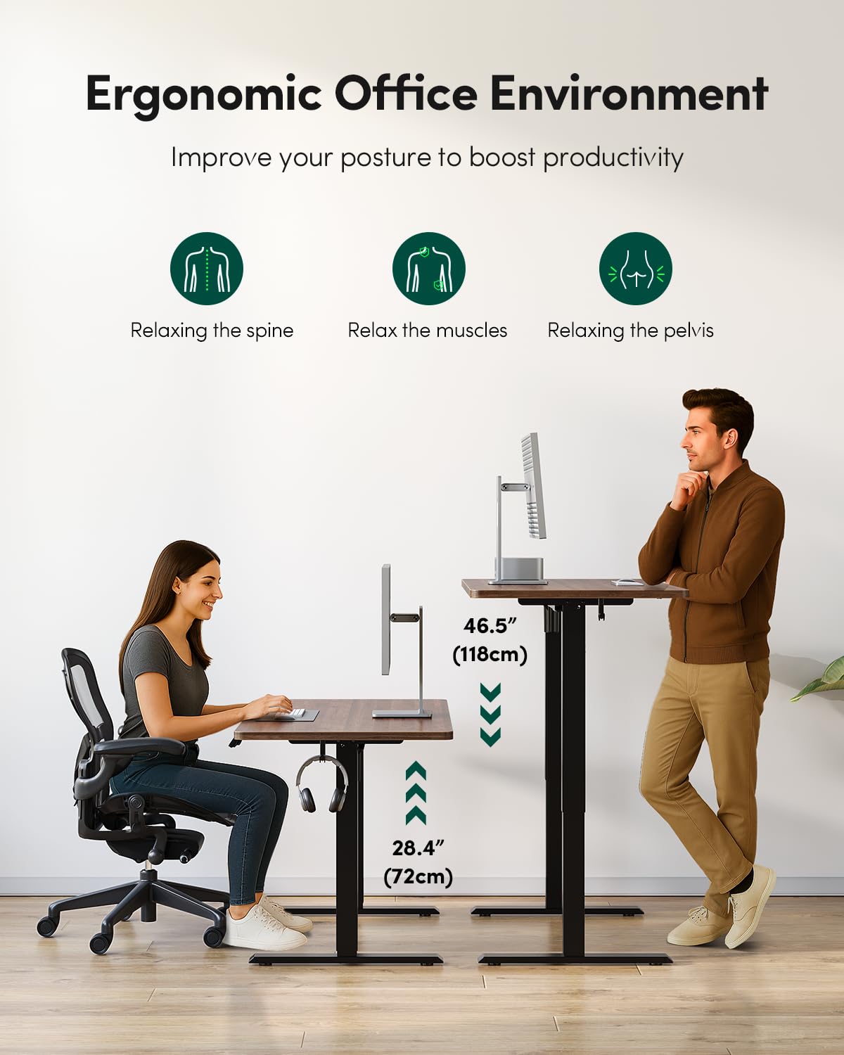 48 x 24 Black Walnut Adjustable Standing Desk O1047