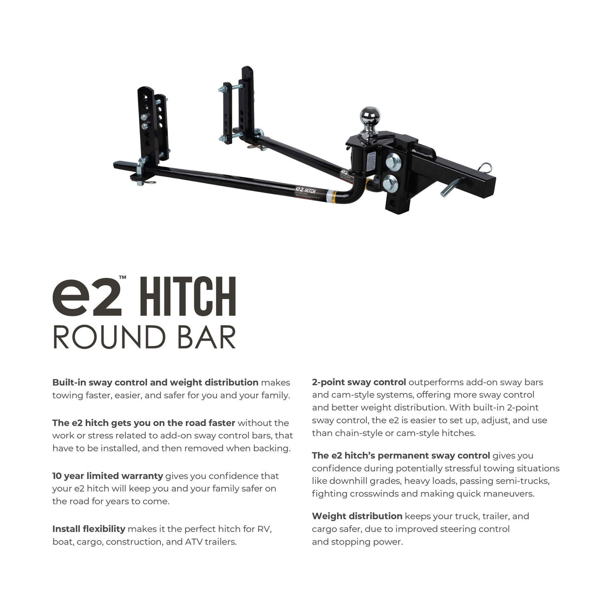 2-Point Sway Control Round Bar Hitch, 8,000 Lbs Trailer Weight Rating K310318