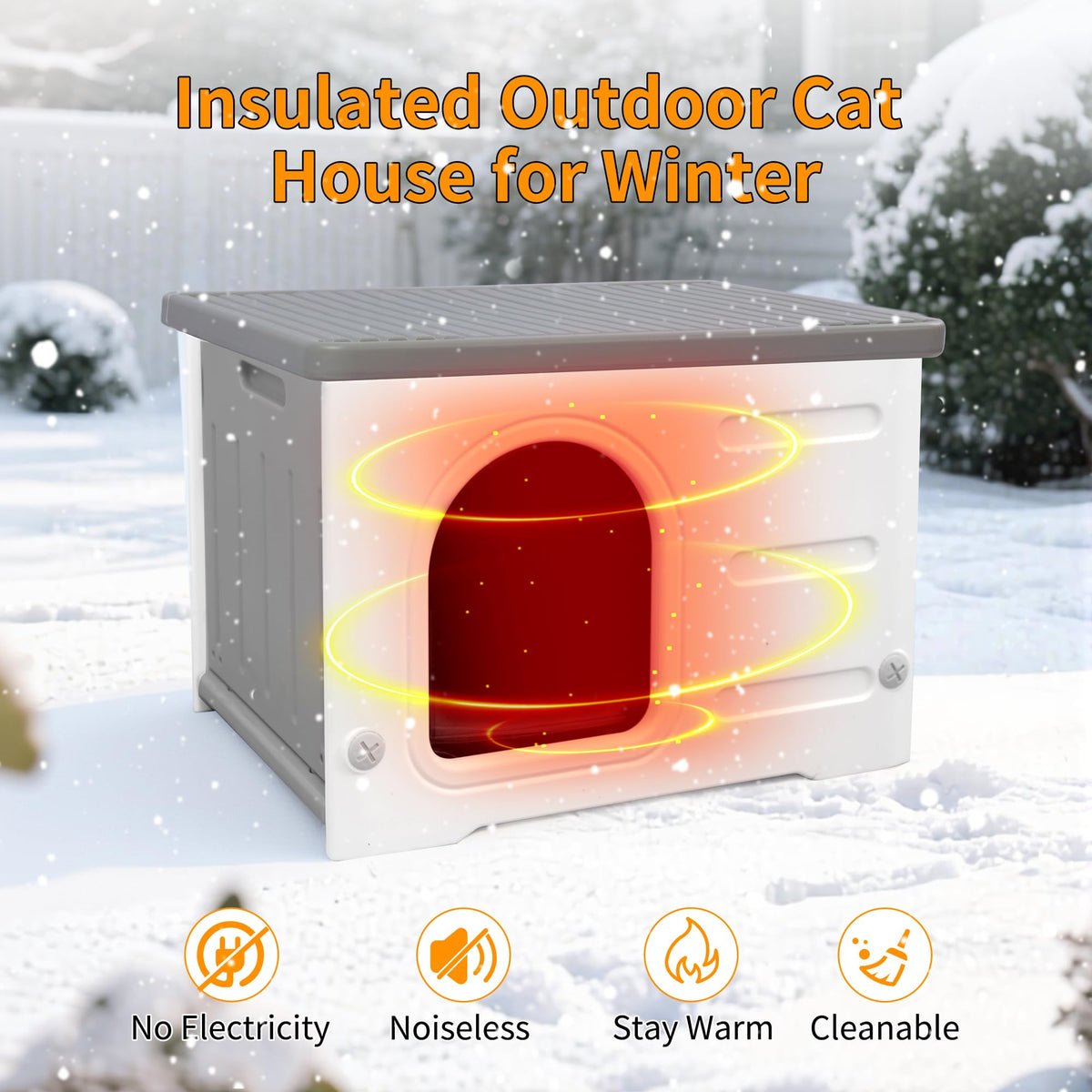 Insulated Outdoor Cat House with Liner Q18623