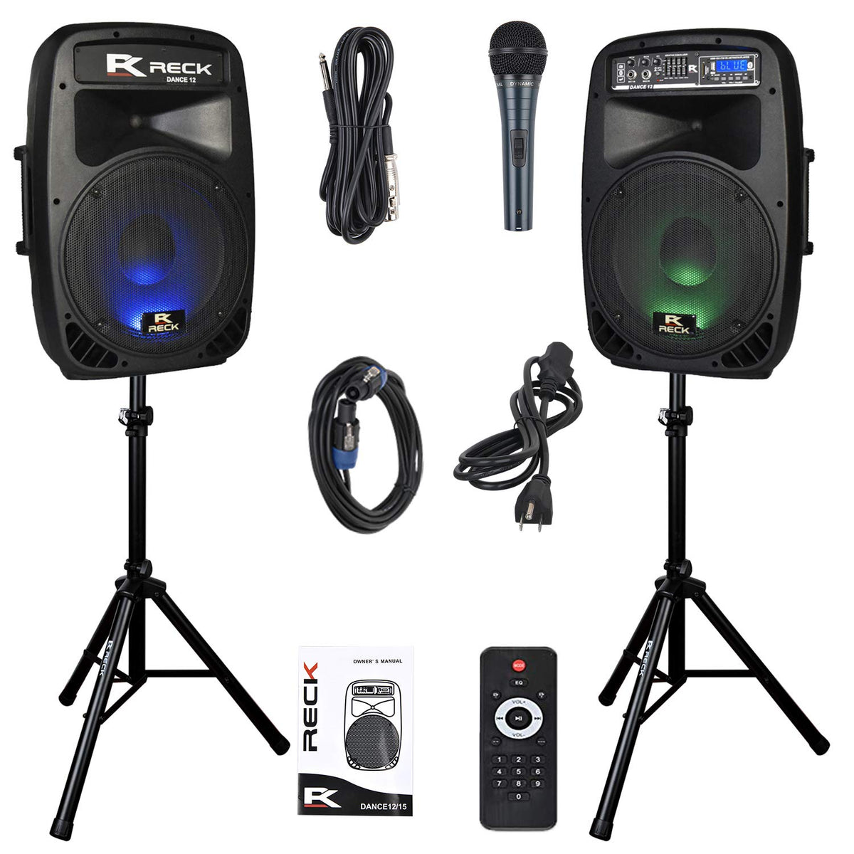 Portable 12-Inch 1000 Watts 2-Way Powered PA Speaker System Set K717