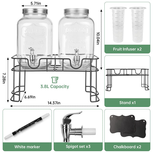 1 Gallon Glass Beverage Dispenser Jars K60013