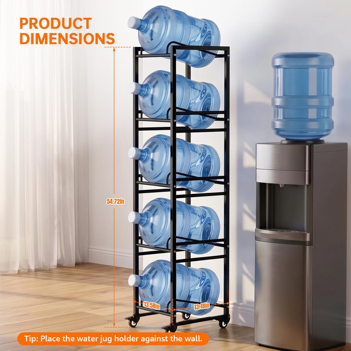5 Gallon Water Jug Holder with 4 Locking Casters E63352